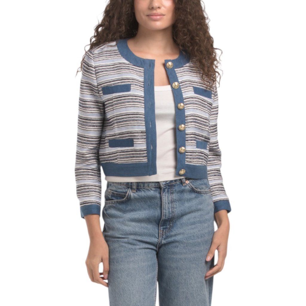 Derek Lam 10 Crosby Elain Tweed Jacket With Denim Trim